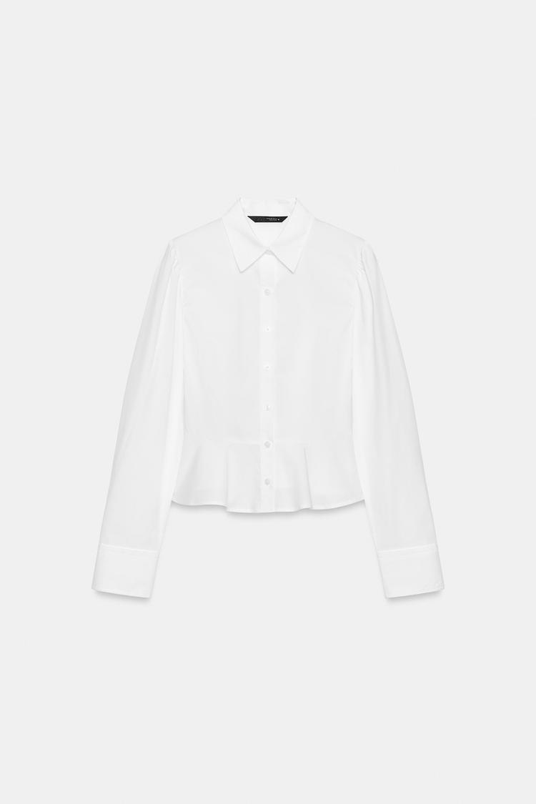 POPLIN PEPLUM SHIRT
