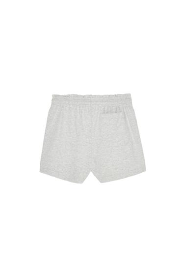 Zara PAPERBAG WAIST COTTON SHORTS - Gray marl