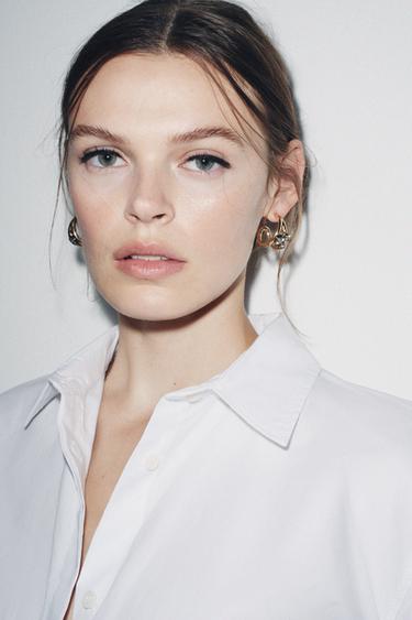 RHINESTONE DOUBLE HOOP EARRINGS - Golden by Zara - Image 1