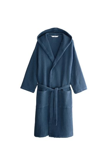 Zara PAMUČNI BADEMANTIL MREŽASTE TEKSTURE – prašnjavo plava