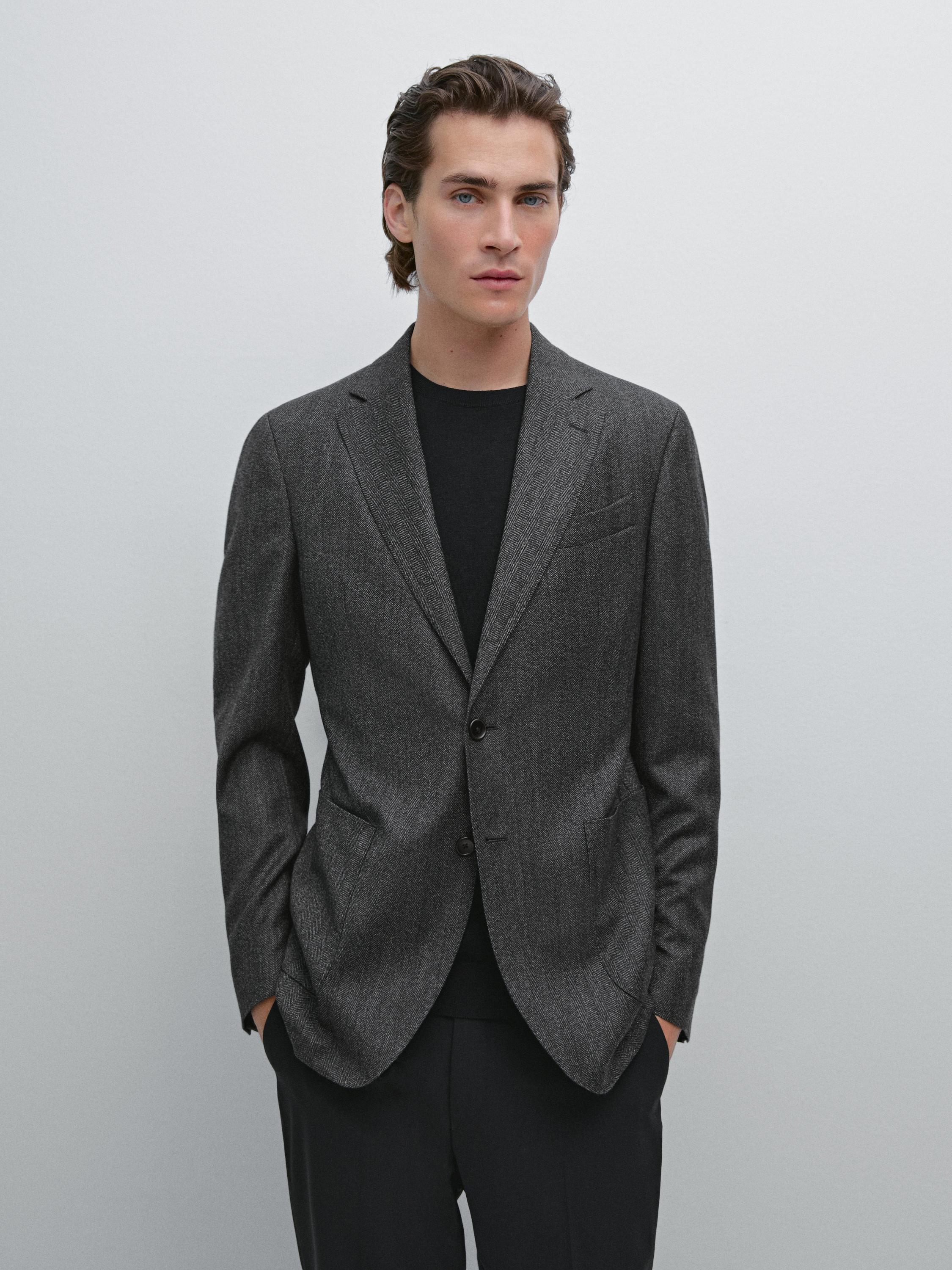 Massimo Dutti グレー ダブルブレストジャケット 34 New Massimo Dutti Plain Wool Blazer US 38 Khaki Olive 2026