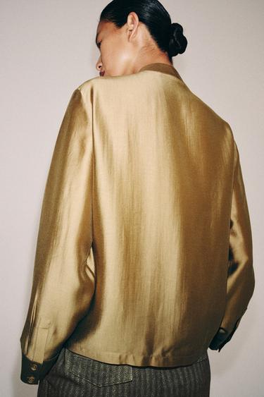 CHEMISE SATINÉE ALAMARS ZW COLLECTION - Moutarde de Zara - Image 2