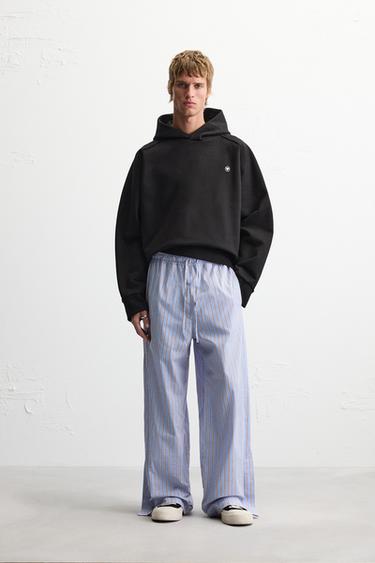 LIMITED EDITION STRIPED POPLIN TROUSERS - Blue by Zara - Image 0