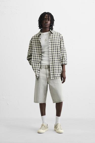 Zara WASHED BAGGY FIT DENIM SHORTS - Gray - Image 0