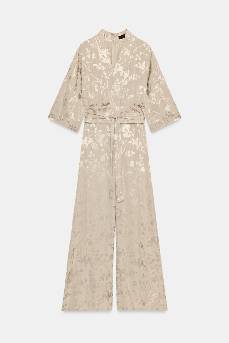 Enterizo kimono jacquard con cinturón 5
