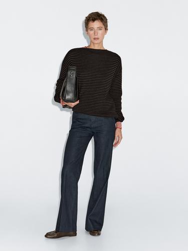 Zara 100% wool striped knit sweater - Chocolate - Image 0