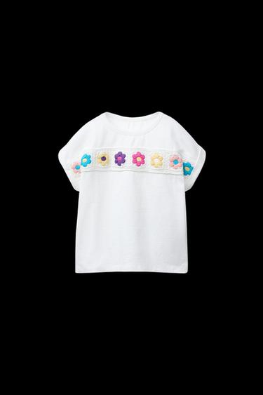 T-SHIRT MIT HÄKELBLUMEN - Weiß von Zara - Bild 0