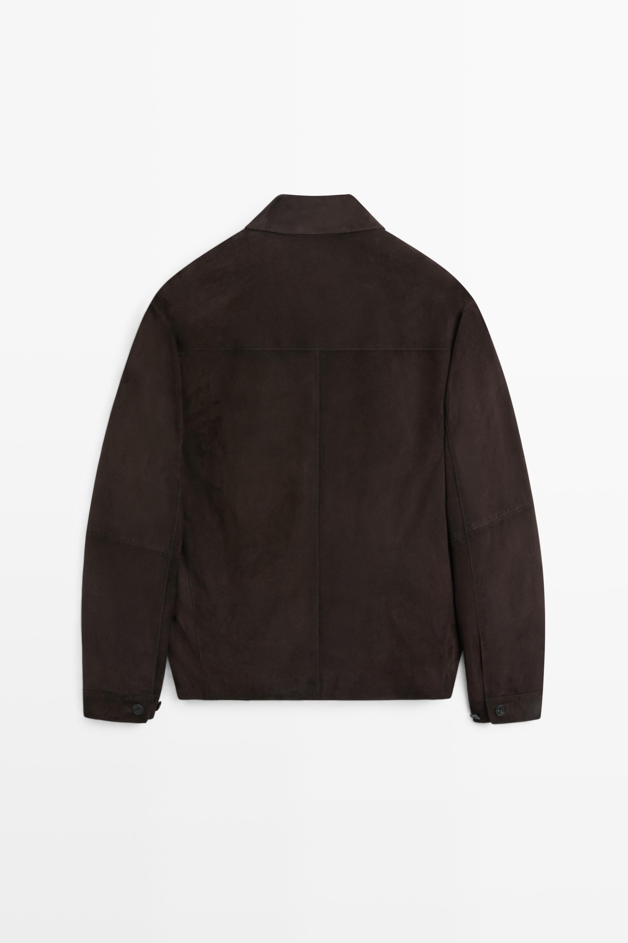 Suede leather pocket overshirt