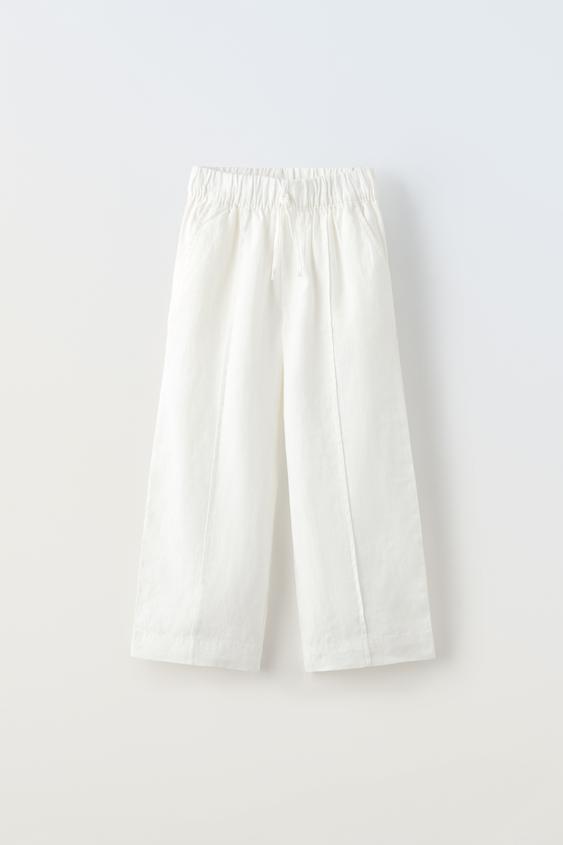 STRAIGHT-LEG LINEN TROUSERS - White | ZARA United Kingdom