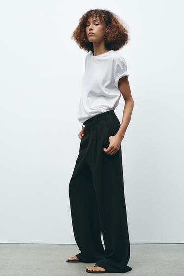 Zara PLEATED PANTS - Black