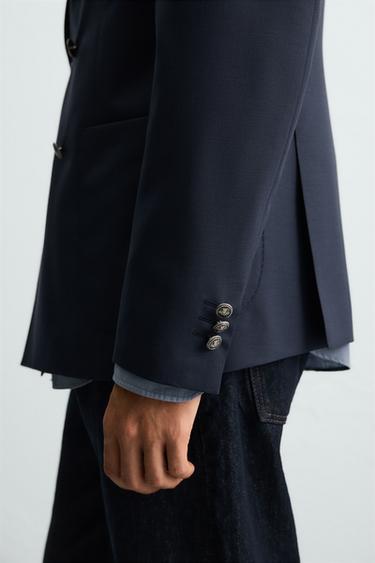 BLAZER CROISÉE AVEC LAINE - Bleu marine de Zara - Image 6
