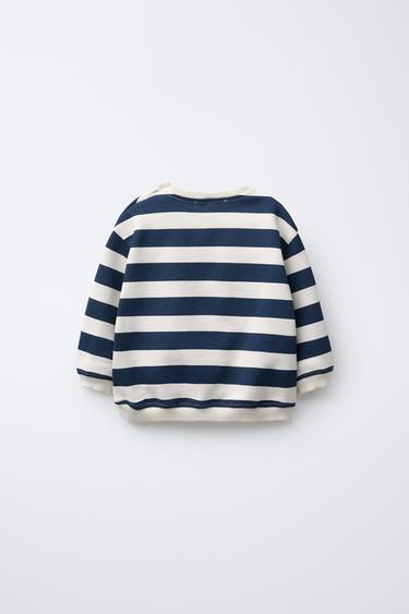 SWEAT À RAYURES ET PIÈCE LION - Bleu marine / Blanc de Zara - Image 1