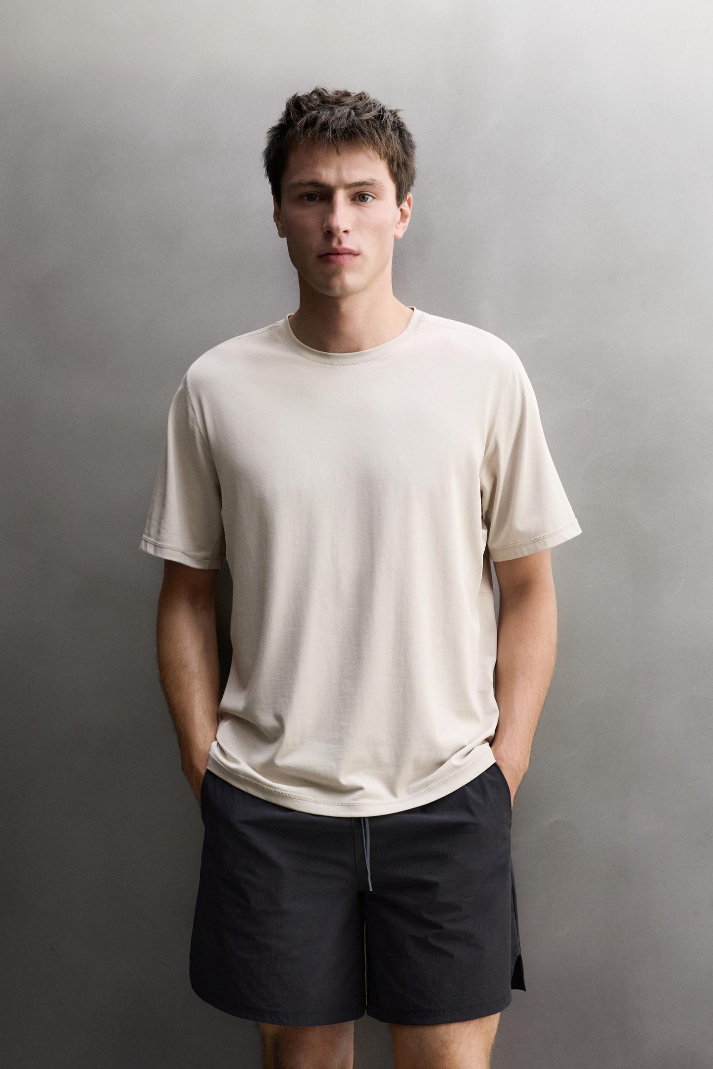 Мужская футболка Zara Technical Training, цвет: Тёмный верблюжий — фото 2