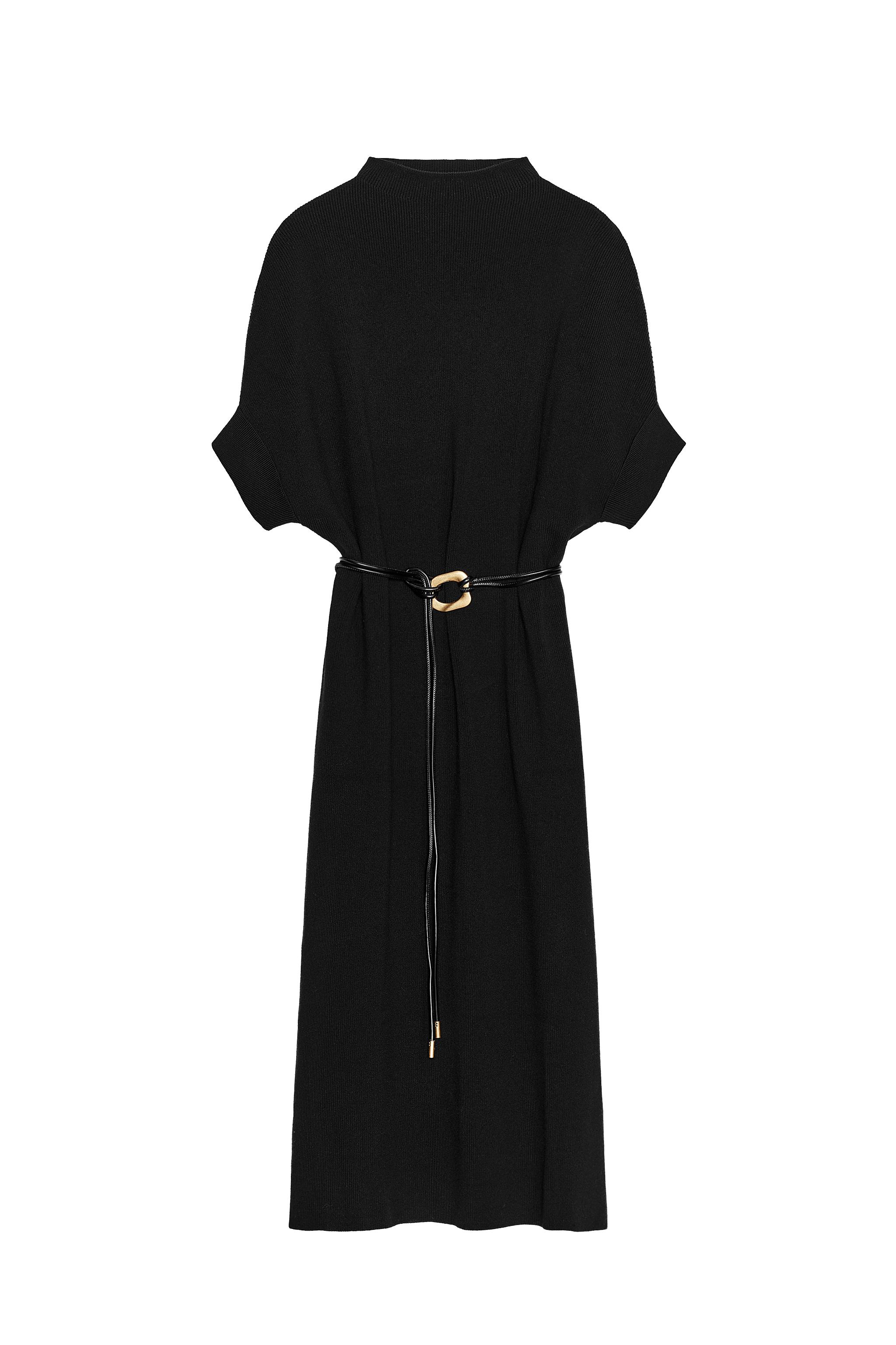 Zara - Knit Belted Dress - Black - L - Woman Zara - Knit Belted Dress - Black - L - Woman