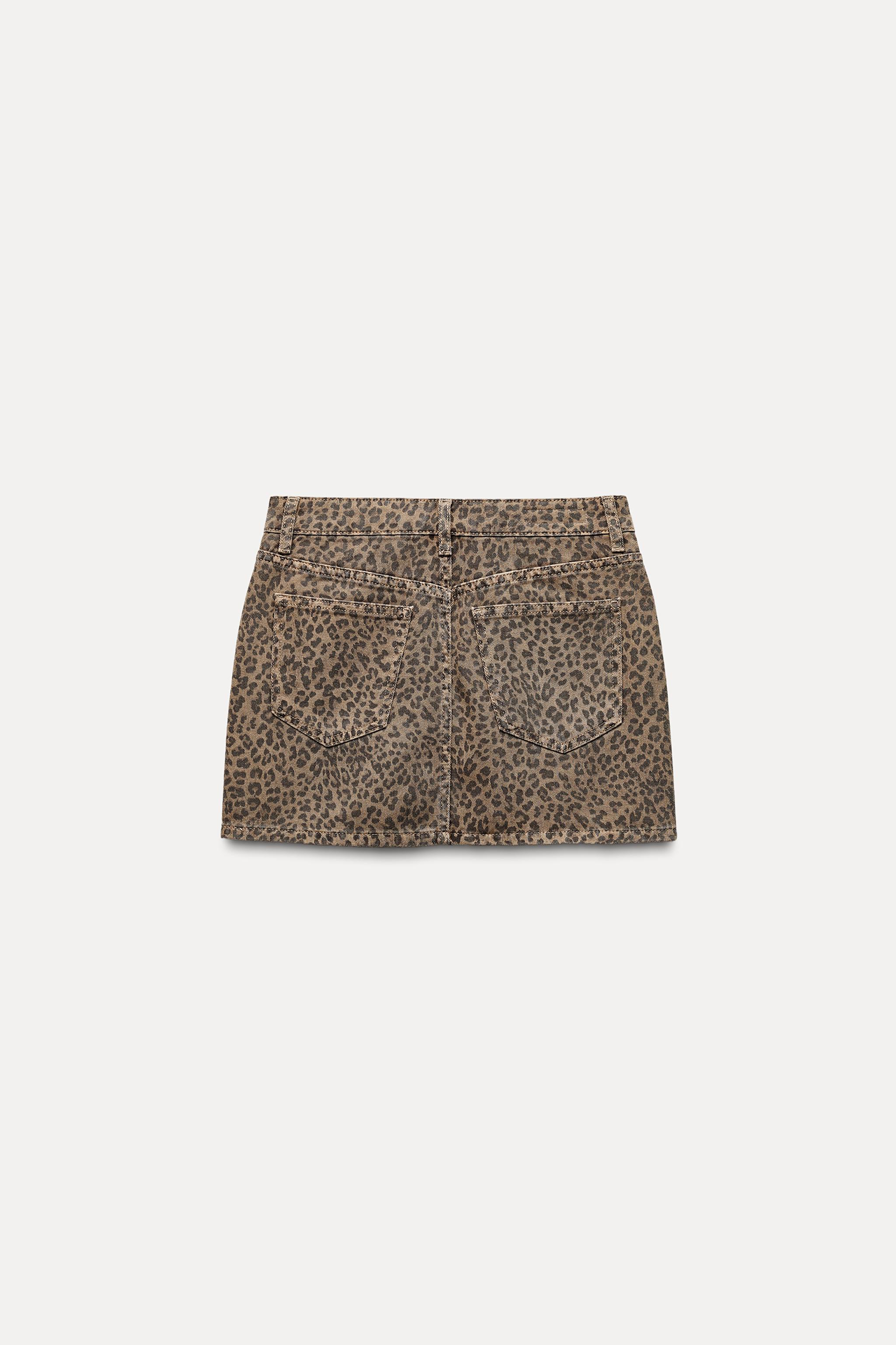 Leopard skirt denim best sale