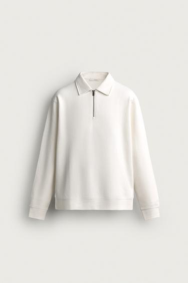 ТОЛСТОВКА-ПОЛО INTERLOCK НА МОЛНИИ — ЖЕЛТОВАТО-БЕЛЫЙ от Zara