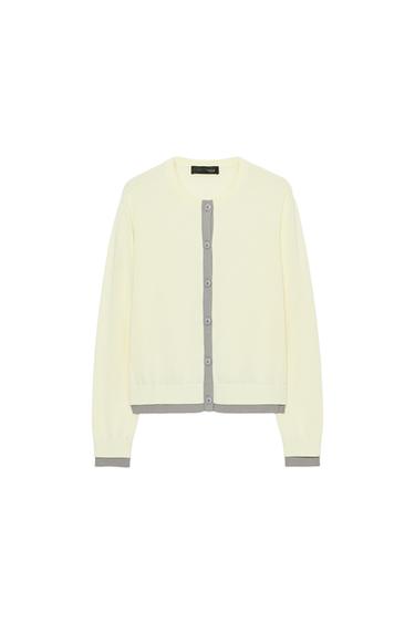 コントラストニットジャケットイエローZaraのコントラストニットジャケット - イエロー 