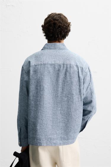 LINEN/COTTON POLO SHIRT - Blue by Zara - Image 2