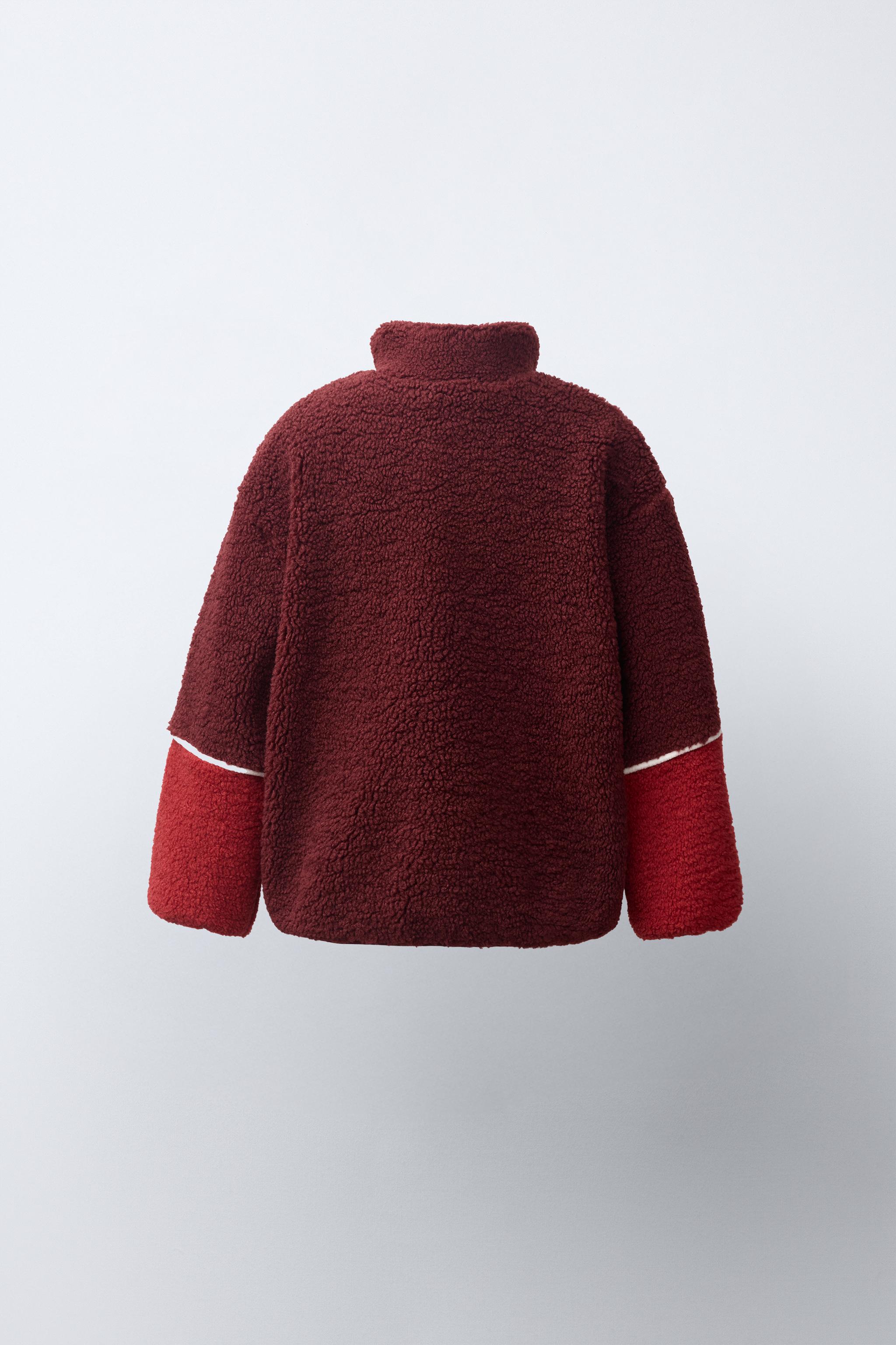 Детские куртки Zara CONTRAST TRIM FAUX SHEARLING JACKET — фото 5