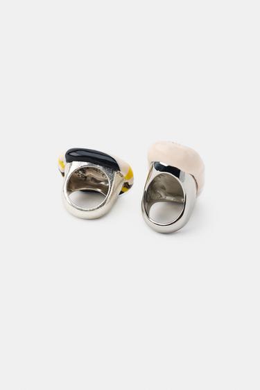PACK OF 2 MAXI METAL RESIN RINGS - Silver by Zara - Image 4