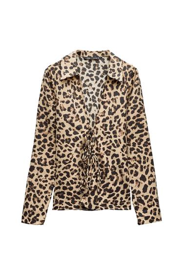 ANIMAL PRINT SHIRT WITH TIES