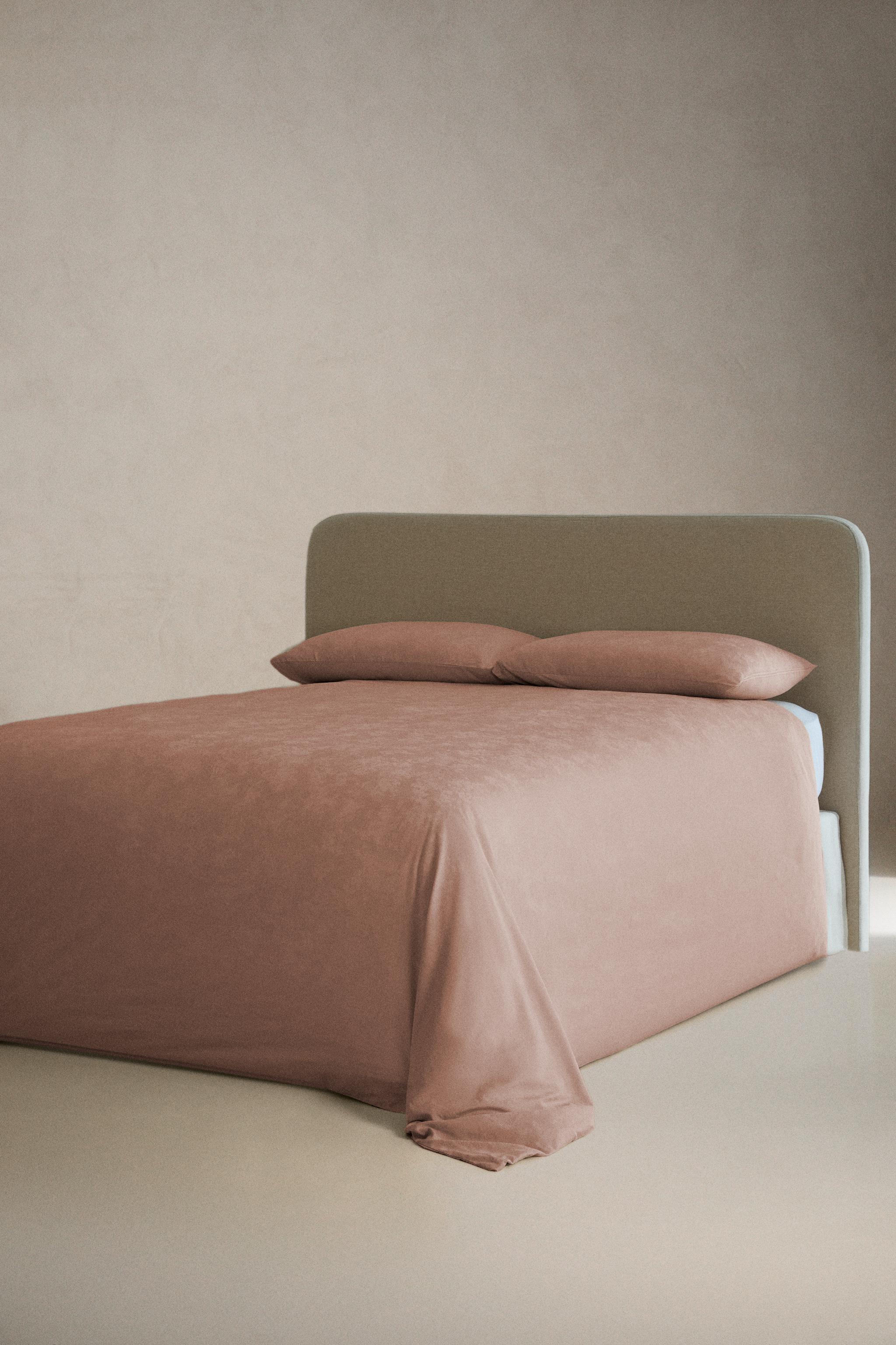 MARBLE JACQUARD SATEEN DUVET COVER — Light pink