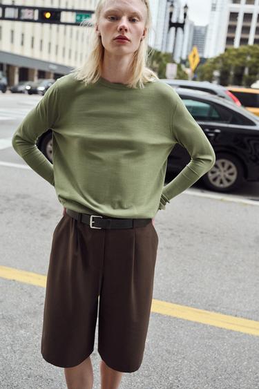 PULL EN MAILLE EXTRAFINE - Vert sauge de Zara - Image 4
