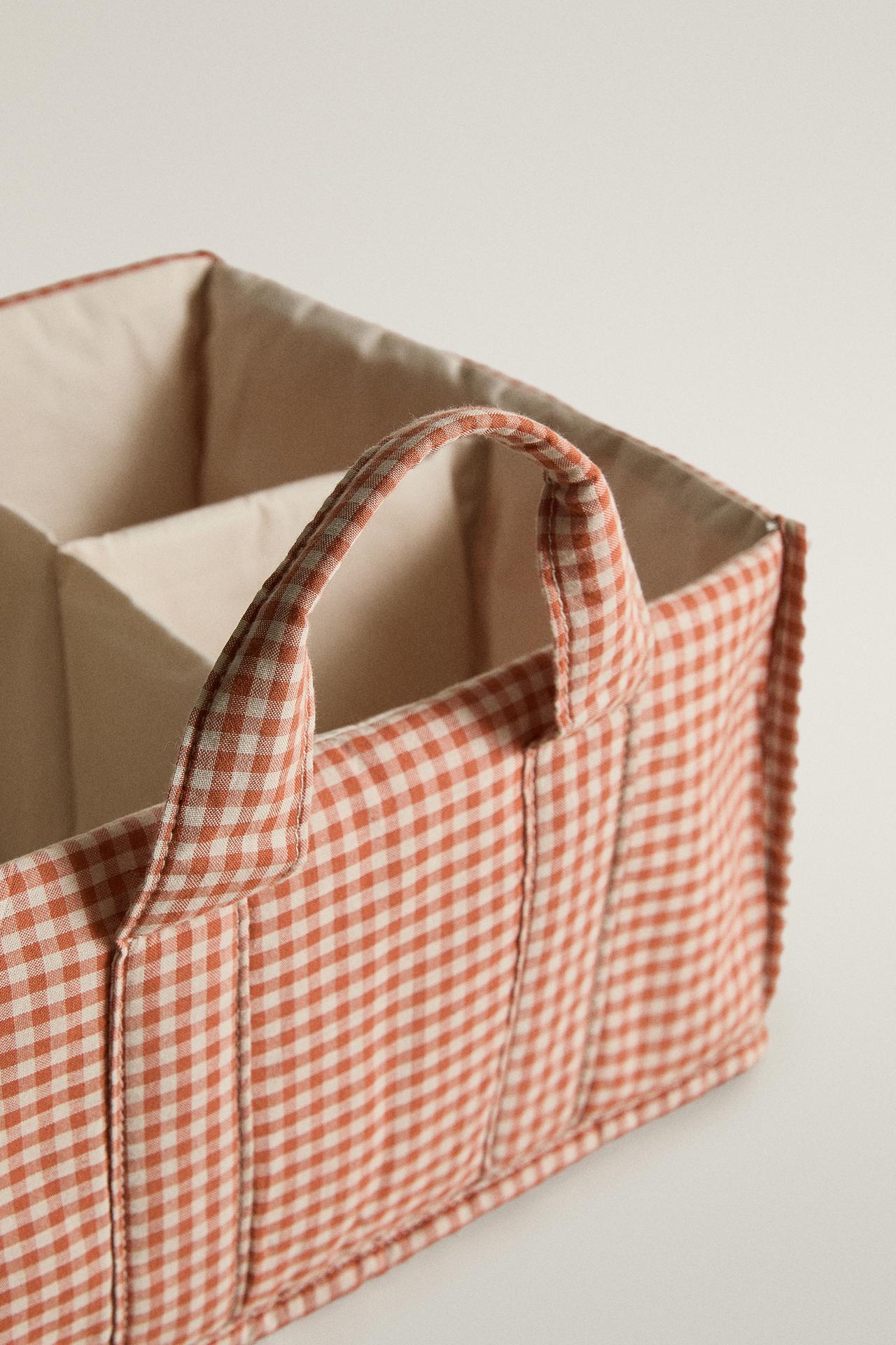 COTTON GINGHAM BABY ORGANIZER — Dark orange