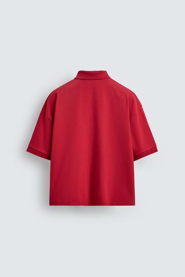 EMBROIDERED SLOGAN POLO SHIRT - Red by Zara - Image 7