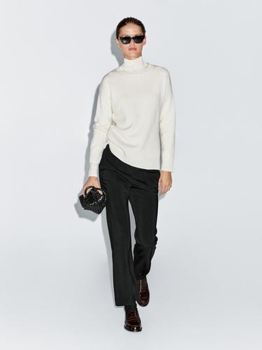 Zara Crepe trousers with seam detail - Black - Image 0