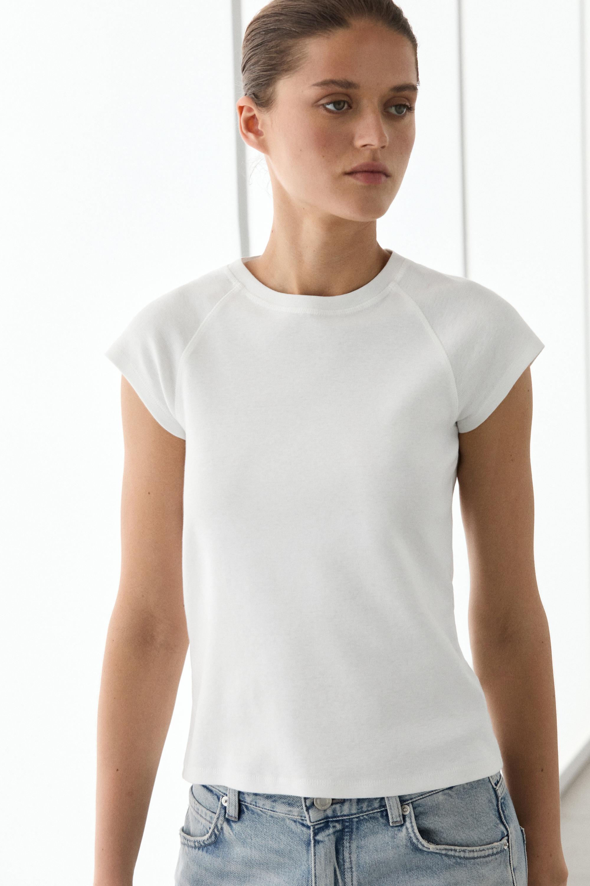 100% Cotton Short Sleeve Raglan T-Shirt — Oyster-white