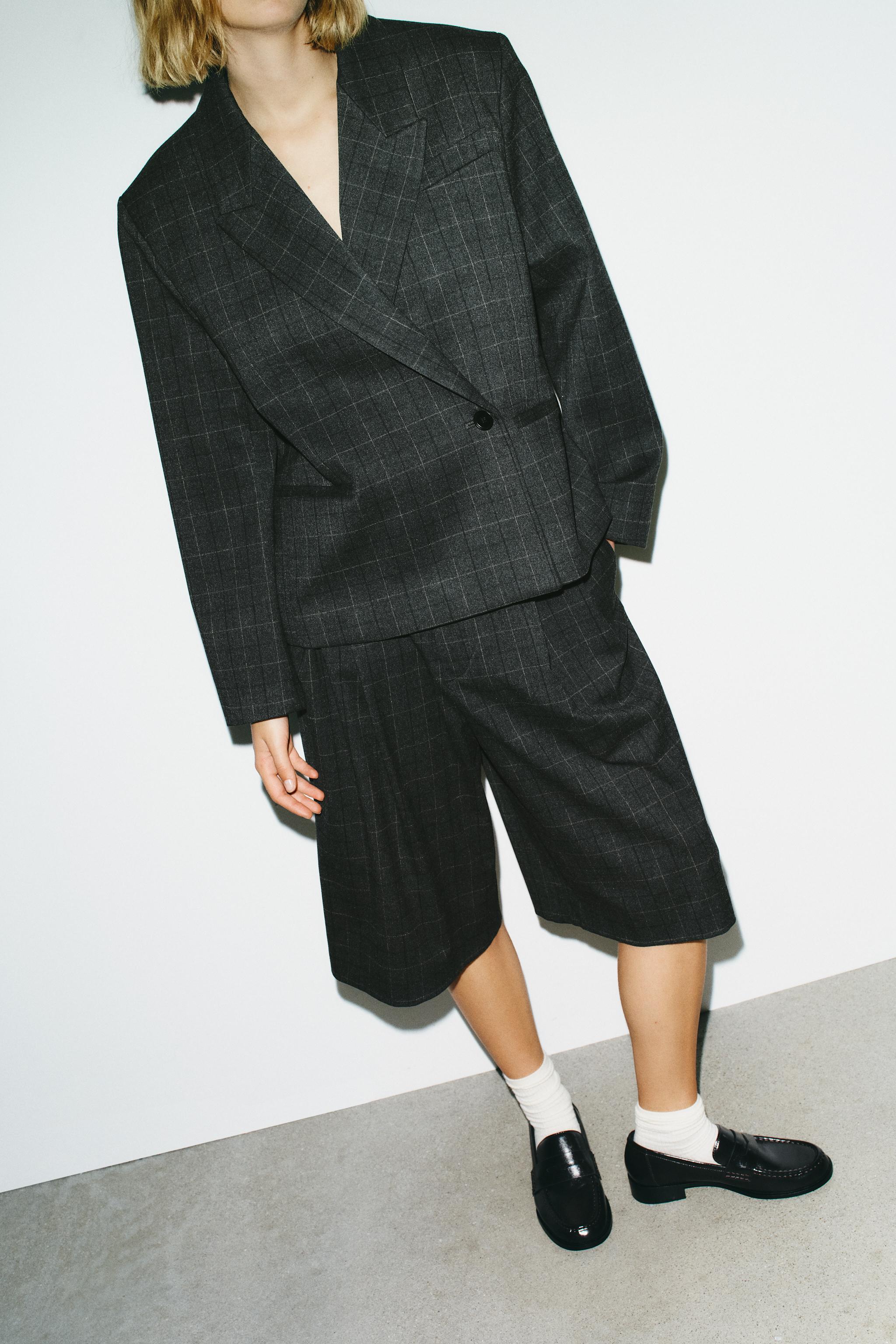 OVERSIZED PLAID CROP BLAZER