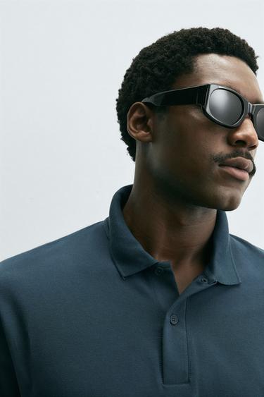 POLO STRUCTURÉ EN PIQUÉ - Bleu pétrole de Zara - Image 4