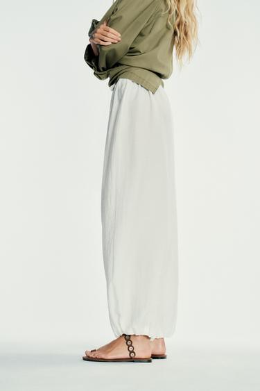 FLOWING BALLOON TROUSERS - Oyster-white by Zara - Image 3