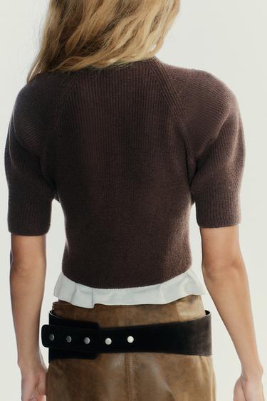 RIB KNIT SWEATER - Brown by Zara - Image 5