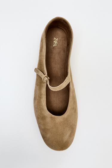 SUEDE BALLERINAS - Sand Brown by Zara