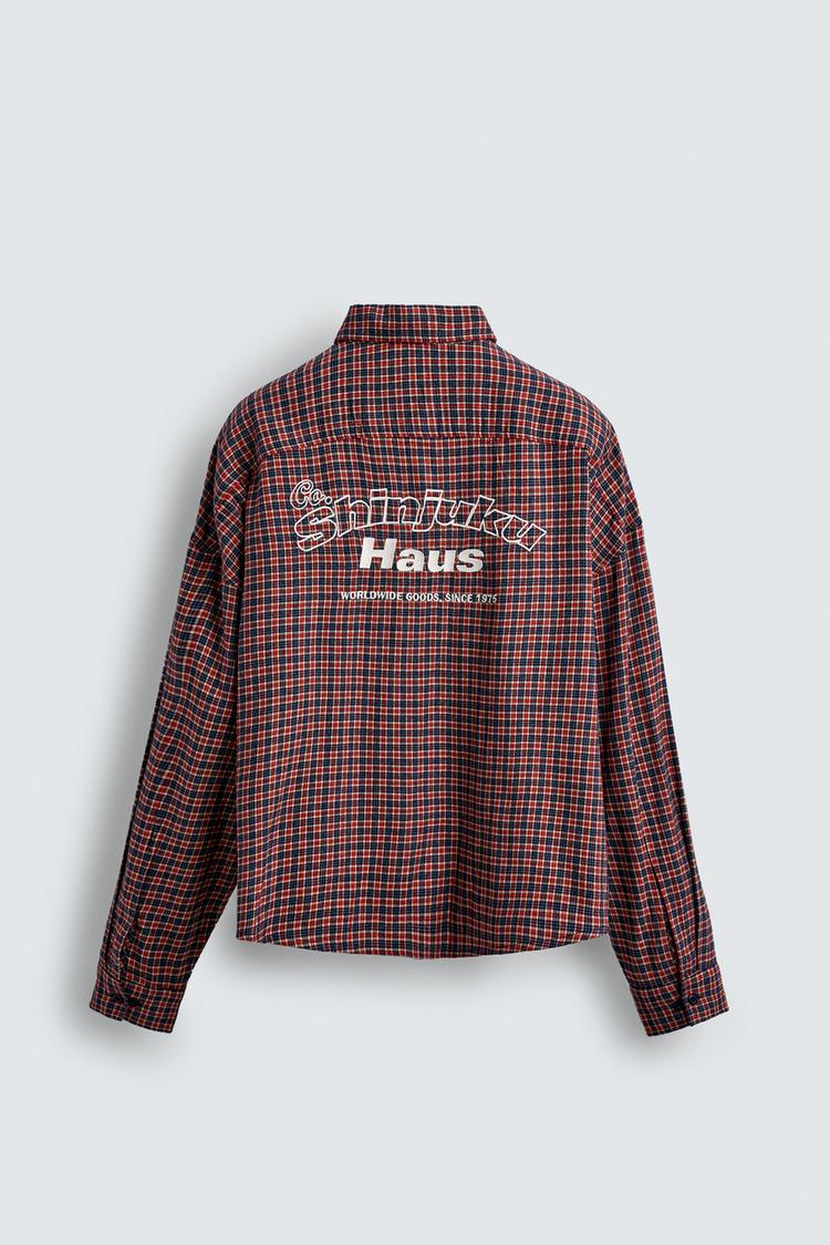 ZARA EMBROIDERED FLANNEL CHECK SHIRT