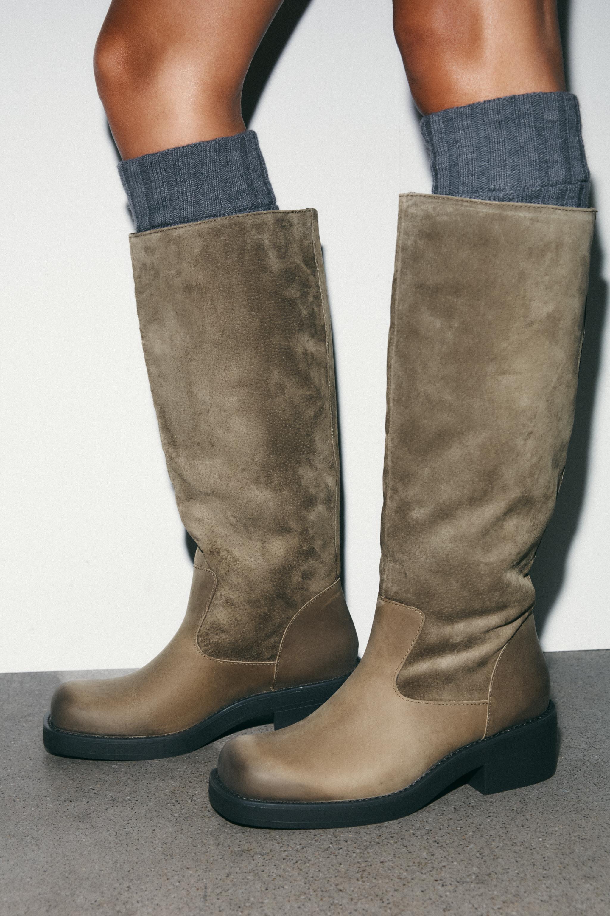 COMBINED LEATHER BOOTS