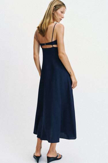 ROBE MI-LONGUE BRETELLES CUT OUT - Bleu encre de Zara - Image 5