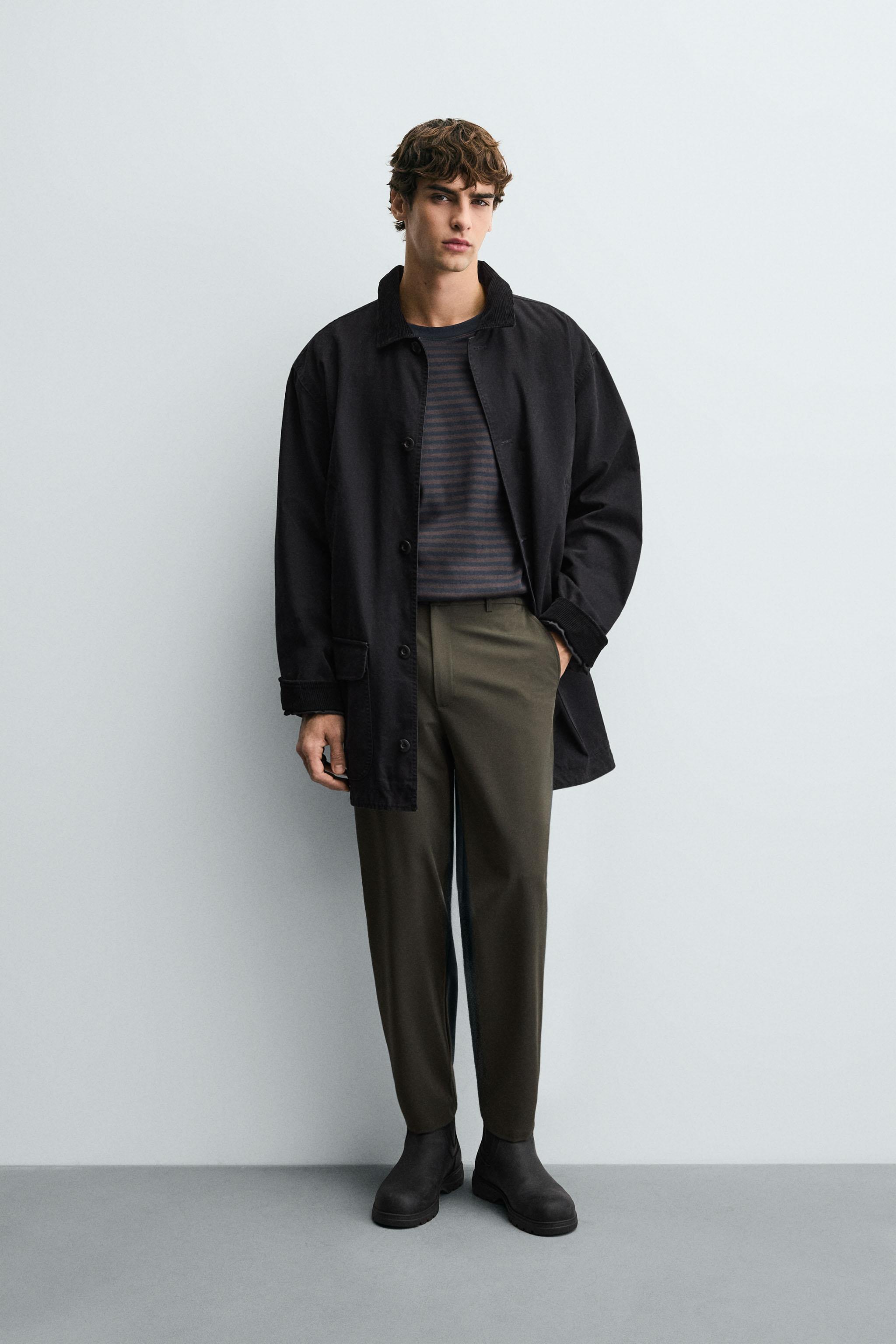 COMFORT TEXTURED TROUSERS - Navy blue | ZARA South Africa