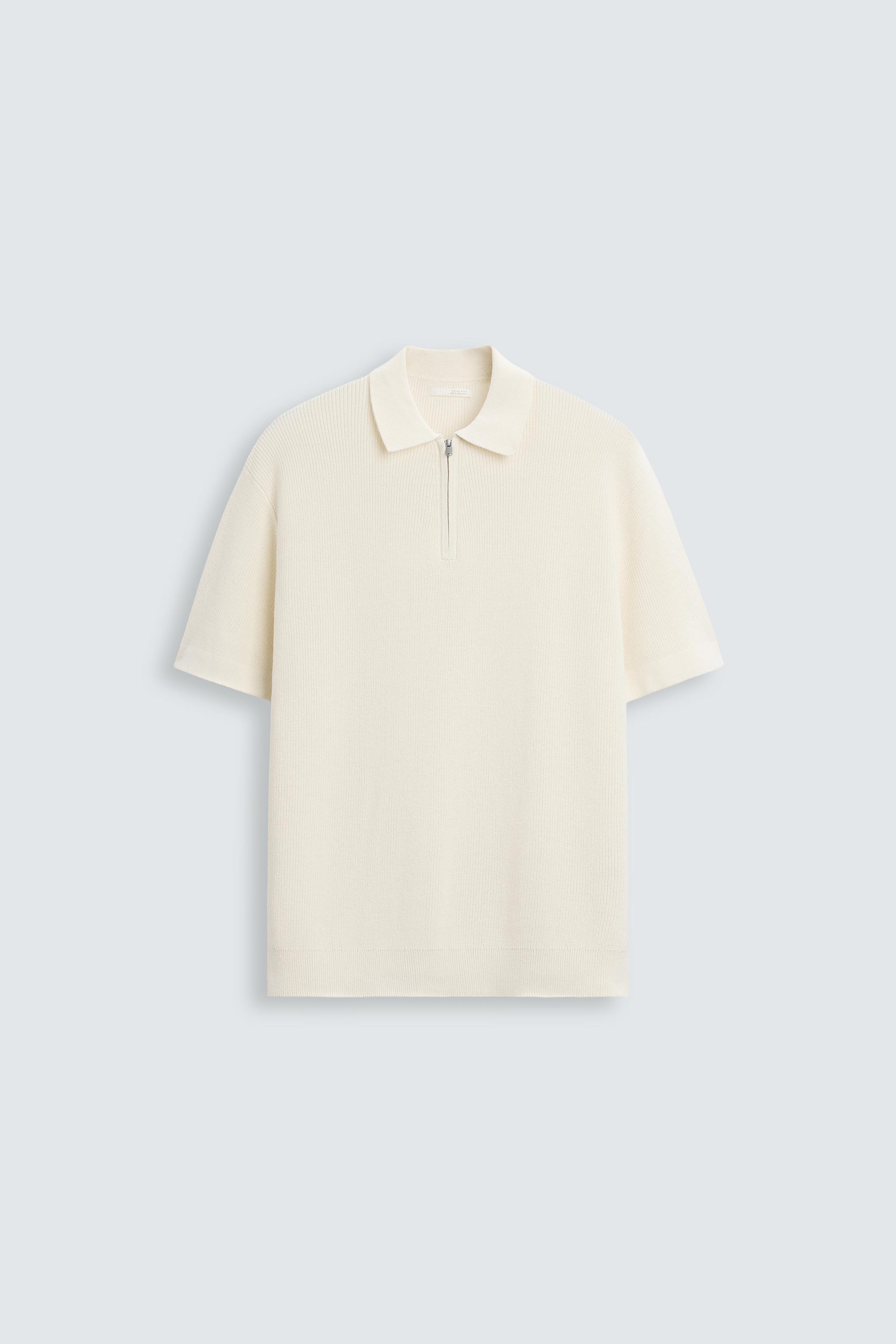 PURL KNIT POLO SHIRT WITH ZIP - Bluish | ZARA South Africa