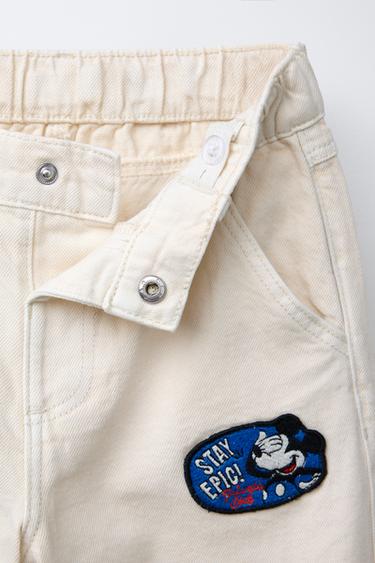 MICKEY MOUSE © DISNEY PATCHES TWILL BAGGY TROUSERS - Ecru by Zara - Image 2