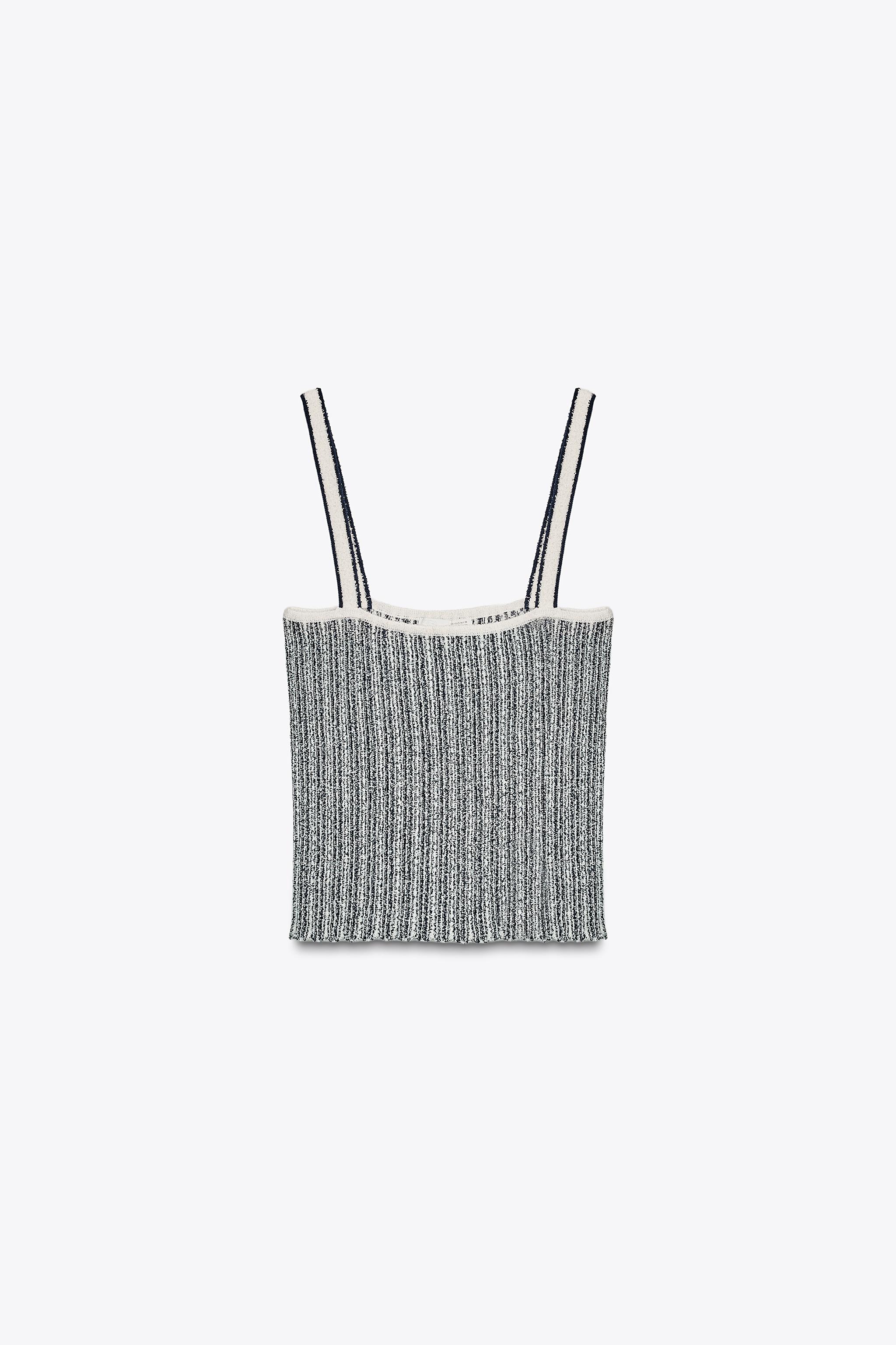 STRIPED CUT-OUT KNIT TOP
