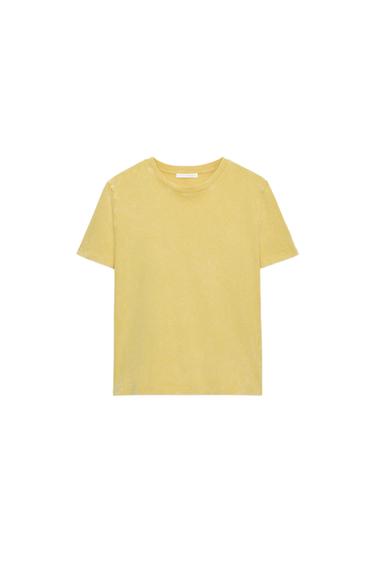 Zara RUSTIC SHORT SLEEVE T-SHIRT - Yellow
