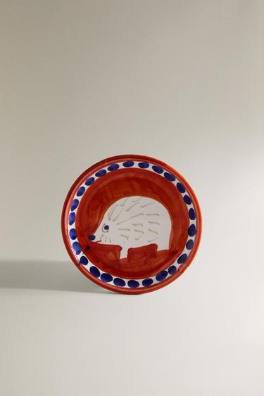 PAINTED CERAMIC SIDE PLATE - Orange by Zara