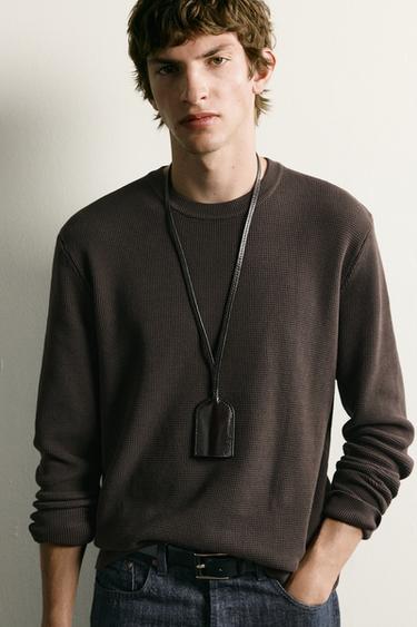Zara REGULAR FIT STRUCTURED JUMPER - Chocolate