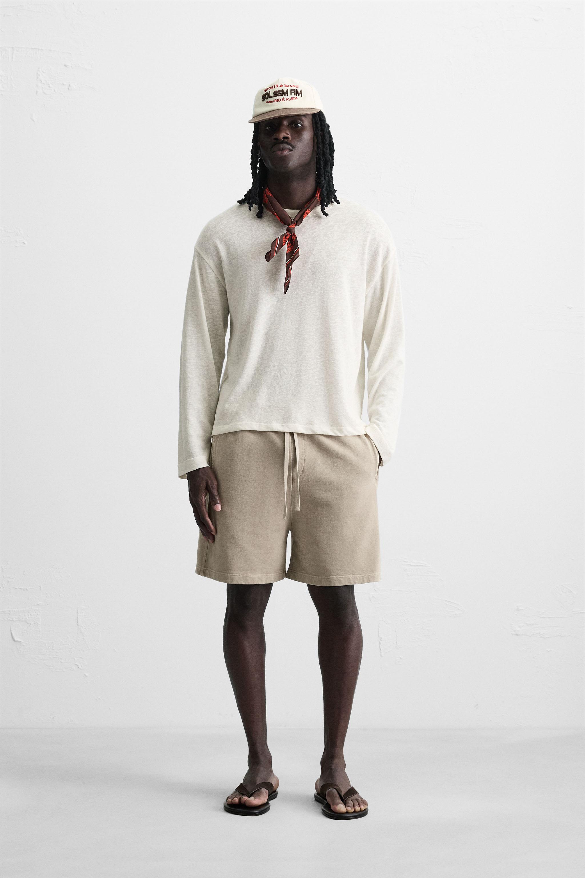【ZARA】SD BRMD 14 スエード バミューダパンツ 5479/919/610 ピンタック入りバミューダパンツ ZW COLLECTION - ストーン