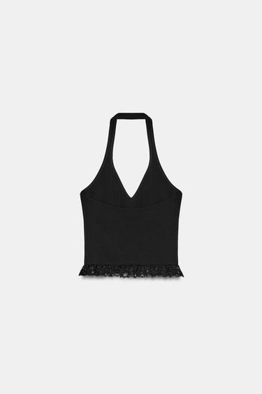 TOP STRETCH DENTELLE - Noir de Zara - Image 2