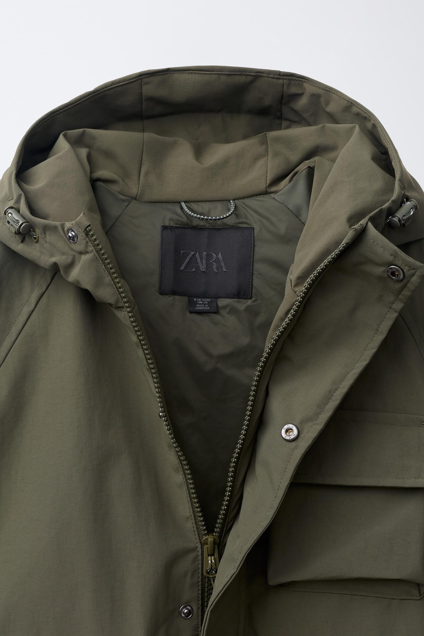 Детский пуховик Zara Water-Repellent, цвет: Хаки — фото 7