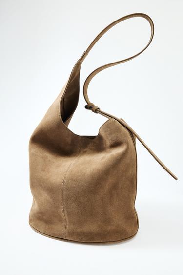 Zara ASYMMETRIC LEATHER BUCKET BAG - 1-525